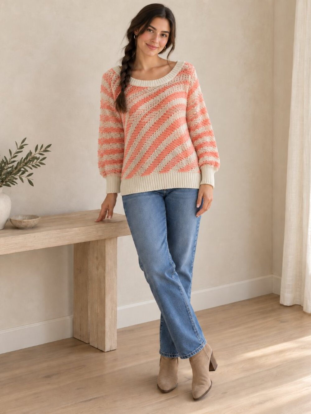 Juicy couture orange/white striped sweater SZ M
